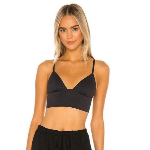 Free People Other - Free People Size XS Black Sage Long Line Bralette Unlined Wireless Plunge